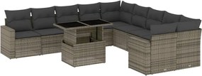 vidaXL Set canapele de grădină cu perne, 11 piese, gri, poliratan