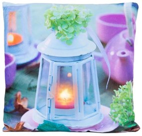 Pernă decorativă cu iluminare LED felinar - 38 x 38 cm
