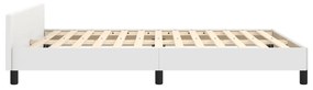 Cadru de pat cu tablie, alb, 140x200 cm, piele ecologica Alb, 140 x 200 cm, Culoare unica si cuie de tapiterie