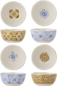 Set 4 boluri din ceramică artizanală, multicolor cu motive mediteraneene, 10,5×5 cm, „Milton"