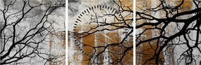 Tablou - Siluetă copac (cu ceas) (90x30 cm)
