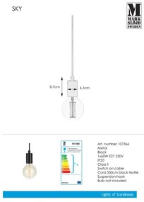 Markslöjd 107366 - Lustră pe cablu SKY 1xE27/60W/230V