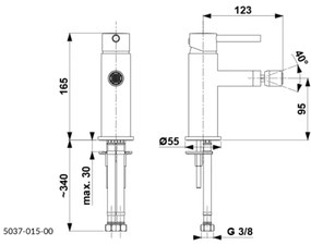 Baterie de bideu + ventil cu preaplin KFA Armatura 5037-015-81 MOZA negru mat
