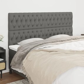 vidaXL Tăblii de pat, 4 buc, gri închis, 90x7x78/88 cm, textil