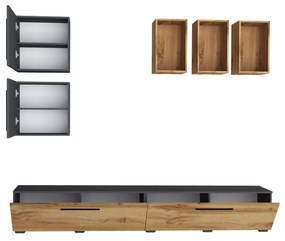 Living haaus Haga V8, Antracit/Stejar Wotan, L 240 cm