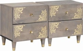 vidaXL Dulap de noapte 2 pcs Gri 40 x 33 x 46 cm Lemn de mango solid