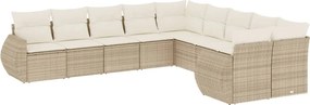 vidaXL Set canapele de grădină cu perne, 10 piese, bej, poliratan