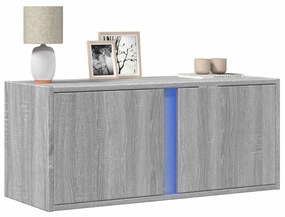 vidaXL Comodă TV de perete cu lumini LED, gri sonoma, 80x31x35 cm