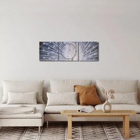 Tablou - Păun alb (cu ceas) (90x30 cm)