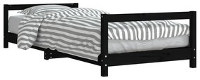 834392 vidaXL Cadru de pat pentru copii, negru, 80x200 cm, lemn masiv de pin