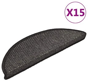 vidaXL Covorașe scări autoadezive 15 buc antracit 56x17x3 aspect sisal