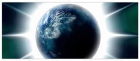 Tablou cu planeta iluminată (120x50 cm)