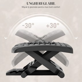 HOMCOM Suport Ergonomic pentru Picioare cu Role de Masaj, Antiderapant și Reglabil pe 3 Înălțimi, 46x35x17 cm, Negru | Aosom Romania