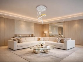 Plafonieră cu cristale LED AVARA LED/24W/230V Ø 40 cm crom lucios + telecomandă