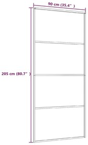 Usa glisanta, negru, 90x205 cm, aluminiu si sticla ESG 1, Negru, 90 x 205 cm, Transparent