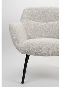 Fotoliu alb cu tapițerie din țesătură bouclé Dude – White Label
