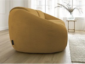 Canapea galben-muștar cu tapițerie din catifea reiată 250 cm Tina – Bobochic Paris