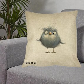 Perna Decorativa Pui Gri Pufos Zbarlit, 40x40 cm, Crem, Husa Detasabila, Perna Inclusa, BEKZ®