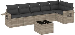 vidaXL Set canapele de grădină cu perne, 7piese gri deschis poliratan