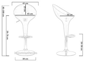 Scaun de bar Portocaliu ABS 105 - Energic, Reglabil, Stabil
