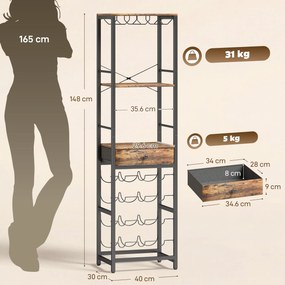 HOMCOM Dulap de Bar, Mobilier de Bar cu Sertar și Suport pentru Pahare, Maro Rustic | Aosom Romania