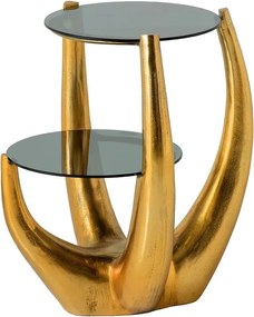 Masuta Laterala, Aluminiu, Auriu, Sticla, Negru, LEVELS 50cm