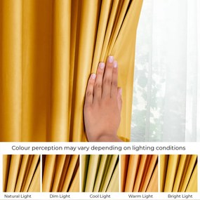 Draperie galbenă dimout (semi-opacă) din catifea 140x245 cm Eyelets – Restilo