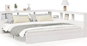 vidaXL Pat cu bibliotecă fără saltea, 180x200 cm, lemn masiv de pin