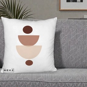 Perna Decorativa Geometric Boho Balance, 40x40 cm, Alb Pufos, Husa Detasabila, Perna Inclusa, BEKZ®