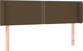 vidaXL Tăblie de pat cu aripioare maro închis 147x16x78/88 cm textil