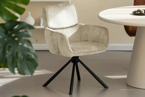Set de 2 scaune pivotante, Metal Negru, Chenille Sampanie, UNIQUE A-46322 VC