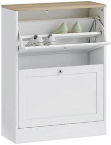 HOMCOM Dulap de pantofi 12 perechi, mobilier de intrare cu 2 sertare rabatabile și rafturi reglabile, 60 x 24 x 80 cm, alb | Aosom Romania