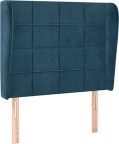 vidaXL Tăblie pat cu urechi albastru închis 103x23x118/128cm catifea