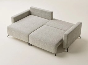 Colțar bej extensibil/cu spațiu de depozitare cu tapițerie din chenille (cu colț pe partea stângă/cu șezlong) Leon – Maison de Rêve