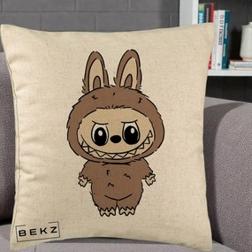 Perna Personalizata Labubu Maro Natural Solo, 40x40 cm, Bej, Husa Detasabila, Perna Inclusa, BEKZ®