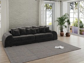 Canapea extensibilă dumonde cu 2 lăzi de depozitare si sezut confortabil din spuma high-density, Verona Tobago Anthracit 310x100 cm