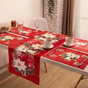 Set de 4 șervete și traversă de masă RED POINSETTIA