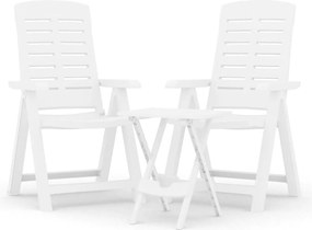 vidaXL Set de mobilier pentru grădină, 3 piese, alb, polipropilenă