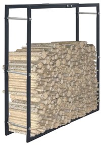 vidaXL Rastel pentru lemne de foc, negru, 100x25x100 cm, oțel