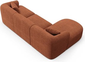 Colțar teracotă cu tapițerie din catifea reiată (cu colț pe partea stângă/cu șezlong) Campi – Cosmopolitan Design