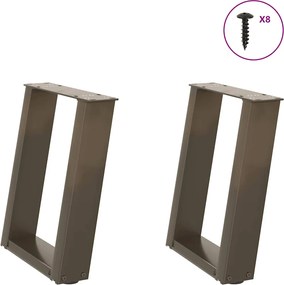 vidaXL Picioare pentru măsuță de cafea în formă de U, 2 buc., oțel natural, 28x(42-43) cm