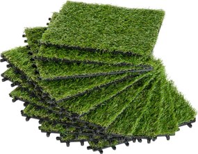 Outsunny Dale pentru Gradina cu Iarba Sintetica 30x30cm 10 Bucati, Gazon Artificial Realist, Densitate 6500 Verde