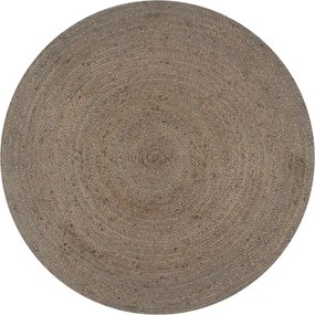 vidaXL Covor manual, gri, 120 cm, iută, rotund