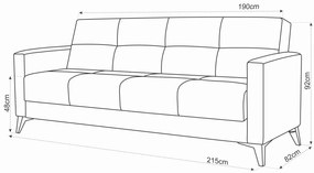 Canapea extensibila Fabio, 3 locuri, 215x82x92 cm, lada depozitare, Bej