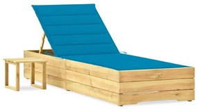 vidaXL Șezlong de grădină cu masă și pernă, lemn de pin tratat