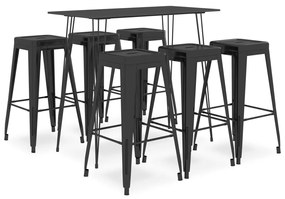 vidaXL Set mobilier de bar, 7 piese, negru