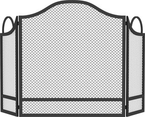 HOMCOM Paravan pentru Șemineu Pliabil cu 3 Panouri, Protecție Anti-Scântei, Metal, 122x1x74 cm, Negru | Aosom Romania