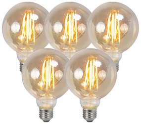 Set de 5 becuri cu filament LED E27 reglabile cu dimmer, fum, 5W 450lm 2200K