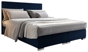 Pat matrimonial180 cm Boxspring Harlan Comfort (albastru închis) (cu somieră, saltea și sp. depozitare). 1056001