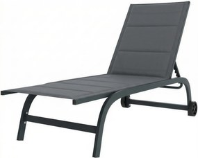 Outsunny Șezlong de soare material respirabil cu spătar reglabil în 6 trepte, roți, cadru din aluminiu Gri închis | Aosom Romania